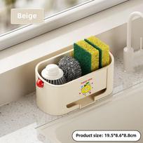 Kitchen Draining Sponge Rag Sink Bowl Countertop Large-capacity Rag Dishwashing Storage Rack Cream