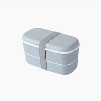 „Bento Box“ plastikinė medžiaga, sandari, nepralaidi maisto šaldytuvas, šviežio laikymo dėžutė, dvisluoksnė vaikiška priešpiečių dėžutė 15.5 cm * 7.8 cm * 8.5 cm pilka