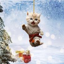 New Plane 2D Christmas Creative Kung Fu Cat Christmas Home Car Pendant Christmas Tree Decorations Acrylic Flat Pendant Wallet Pendant