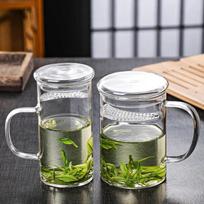300/400/450ml Karščiui atsparaus stiklo žaliosios arbatos puodelis su pusmėnulio formos filtru, buitinis puodelis gėlėms, Puer arbatos gaminimo indas, arbatos puodelis, stiklinis puodelis, Matė 350ml gryna