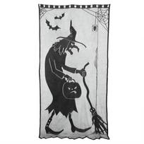 Black Halloween Witch Lace Window Curtain Bat Curtain Household Party Decoration Props