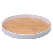 Maisto padėklas Plastikinis Apvalus 34cm Universalus Nešiojamas Patiekalų padėklas Namams Lauko Iškyloms Gamtoje Wood Grain
