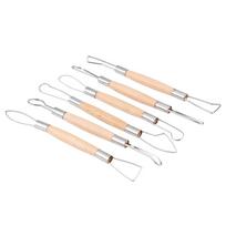 Double Head Ribbon Tool Wooden Handle Wax Pottery Clay Carving Sculpture DIY Craft Set