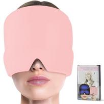 Temu Cross-Border Migraine Relief Gel Eye Mask - Cold Compress Head Cover for Cooling & Fever Relief Single Layer Pink (Boxed)