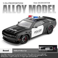 1/24 Scale Dodge Challenger SRT Hellcat Police Car Alloy Car Model Collection Miniature Voiture Diecast Toy Vehicles Boy juoda