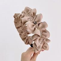 PROLY New Fashion Headband For Women Wide Side Pleated Flower Hairband Side Letter Rhinestone Headwear Hair Accessories