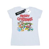 Disney Womens/Ladies Mickey And Friends Winter Wishes Cotton T-Shirt XL balta