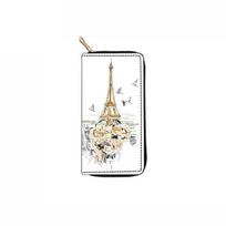 Eiffel Tower Long Zipper Wallet Clutch Wallet