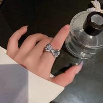 ins tide checkerboard love ring female Japanese and Korean niche design versatile hip hop personality cool Sa index finger ring