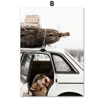 Christmas Winter Pine Forest Deer Lynx Modern Wall Art Canvas Painting Living Room Decoration Posters and Prints Wall Pictures 21cm×30cm NoFrame