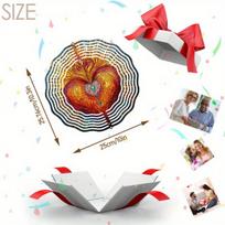 Vibrant Stained Glass Heart Wind Chime Colorful Outdoor Garden Decor with Rotating Hook Weather Resistant 2D Art for Patio Porch Holiday Decoration