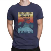 T Shirt Humor High Quality Birthday Dragon Boat Racing Retro Look Man's TShirt Dragon Design Crewneck Short Sleeve 100% Cotton S tamsiai mėlyna spalva