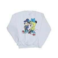 Disney Womens/Ladies Mickey And Minnie Mouse Pose Sweatshirt XXL balta