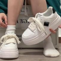 Muffin platform white shoes children ins tide spring new Korean version versatile height increase breathable casual board shoes 35 juoda
