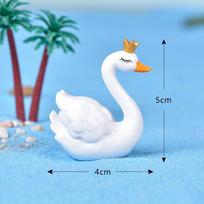 Karūnos gulbės mikro-peizažas Bonsai sultinio ornamentas Juodosios gulbės plastikinis gyvūno ornamentas Sodininkystės peizažo aksesuaras White Swan