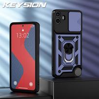 KEYSION Shockproof Armor Case for Nothing CMF Phone 1 Slide Camera Lens Protection Ring Stand Phone Back Cover for CMF Phone 1 for CMF Phone 1 mėlyna