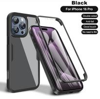 360 viso korpuso ekrano apsauga skaidrus dėklas iPhone 16E 16 15 14 13 12 11 Pro XR XS Max Plus smūgiams atsparus telefono dangtelis For iphone 16e žalia