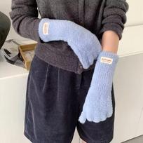 Korean Plush Gloves Women's Winter Velvet Mittens Winter Thick Warm Knitted Gloves Solid Color Touch Screen Long Glove Gift