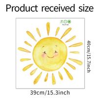 Playful Cartoon Sun Wall Stickers Hand-Painted Style Self-Adhesive Wall Art for Kids Room and Hallway Home Decor 39x40CM įvairiaspalvis