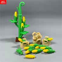 MOC Bricks Corn Crop Sheep Goat Vegetable Food Plant Constructing Blocks Attachments Village Farm Scene Toy Friends Children's Toys