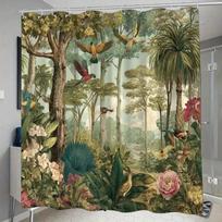 Dušo užuolaida su atogrąžų augalais, puikiai tinkanti mėgautis gamta, komplekte 12 kabliukų, matmenys 180*180 cm, namų dekoravimui 90x180cm