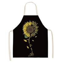 Baking Cooking Kitchen Apron Sunflower Pattern Cleaning Art Green  Home Waist Cloth Linen Funny apron  tools 47X38CM