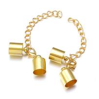 10Sets Leather Cord End Caps With Lobster Clasp Extending Chain For Jewelry Making DIY Bracelet Necklace Connectors Accessories 3mm auksas