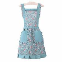 Oilproof Ruffle Edge Apron Breathable Canvas Apron New Floral Apron  Kitchen Cooking rožinė