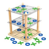 3D Tic-Tac-Toe Connect Four: Logical Thinking Board Game for Kids and Adults beige