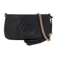 [Pre-Owned] Soho Black Leather Tassel Crossbody Bag - Good #7YFSKO ONE SIZE black