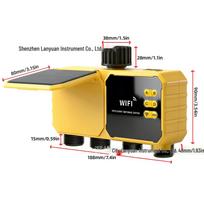 Graffiti Solar-Powered Smart WiFi Water Valve Control for Automatic Four-Way Irrigation and Remote Flower Watering Timer black