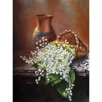 Deimantinis paveikslas Gėlė Slėnio lelija Kalnų krištolinis siuvinėjimas Siuvinėjimas Gėlė Namų apdaila 20X30CM black