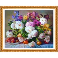 5D Diamond Embroidery Colorful Peony Diamond Painting Cross Stitch Full Round Rhinestone Home Decor 20X30CM gray