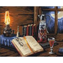 5D DIY Diamond Painting Full Round Round Diamond Embroidery Book and Lamp Picture 20X30CM black