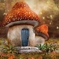 5D DIY Diamond Painting Mushroom house Embroidery Cross Stitch Rhinestone Mosaic Home Decor 30X30CM orange