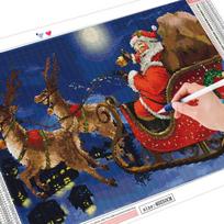 Full Square Diamond Painting Santa Claus Rhinestone Kit Diamond Embroidery Snow Handicraft Cartoon Christmas Decor Gift Full Round (20X30CM) red