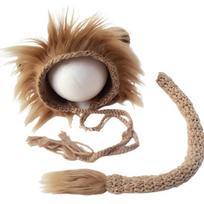 2 Pcs Baby Props Lion Hat Tail Set Newborn Photography Costumes Boys Girls Photo Shooting Handmade Knitted Clothes