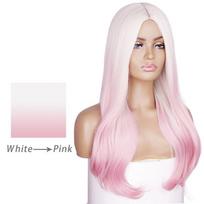 MISS WIG Synthetic Long Wavy Wigs For Women Pink Female Ahri KDA Cosplay Medium Natural Hair High Temperature Fiber Lolita Wig