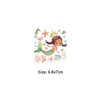 Mermaid Girl Iron On Thermal Press Viniliniai gobtuvai A lygio skalbiami pasidaryk pats terminiai pleistrai Drabužiai Laimingų Naujųjų Metų 6.8x7 cm beige