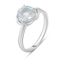 Sidabrinis žiedas su natūraliu topazu 2,6 ct (2089377) 18.5 šviesiai dangaus mėlyna spalva