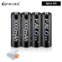 PALO LCD USB išmanusis akumuliatoriaus įkroviklis, skirtas Ni-MH Ni-CD AA AAA įkraunamas akumuliatorius 3000 mAh Ni-MH 1,2 V AA įkraunamos baterijos Įkrovimo komplektas Baterija