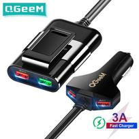 QGEEM 4 USB automobilinis įkroviklis, skirtas iPhone Quick Charge 3.0 automobilinis nešiojamasis įkroviklis plaktukas priekis Galinis QC3.0 telefono įkrovimas greitas automobilinis įkroviklis car charger juoda