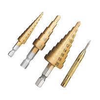HSS 4PCS Titanium Step Drill Bit Set High Speed Steel Drill Bits Set with Automatic Center Punch auksas