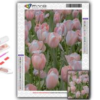 5D DIY Deimantinė tapyba Kryželiu Gėlės Tulpės Deimantinė siuvinėjimo mozaika Sienų menas Namų dekoravimas Full Round 20X30CM gray