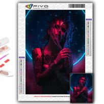 5D „pasidaryk pats“ deimantinis piešimas kryželiu „Cyberpunk“ seksualus menas, deimantinis siuvinėjimas, mozaikos sienų menas, namų dekoravimas Full Round 20X30CM black