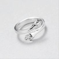 „Foxanry Stamp“ kūrybinės poros sužadėtuvių atidarymo žiedas „Terndy Simple Embrace anillos“ vakarėlio papuošalai dovanos moterims as Shown sidabras