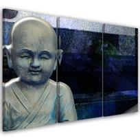 Three piece picture canvas print Buddha Feng Shui Meditation 60x40 mėlyna