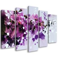 Penkių dalių paveikslų spausdinimas ant drobės Flowers Purple Nature 100x70 violetinė
