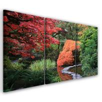 Three piece picture canvas print Japan Garden Forest 60x40 žalia