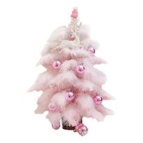 Plunksnų Kalėdų eglutė, mini mėlyna puošmena kedro stalviršio ornamentas, One Size white